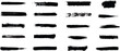 © MDASADUL - Black grunge brush stroke set. Redacted text censorship bars and rough ink line dividers. Vector texture strikethrough pack.