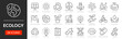 © Comauthor - Ecology line icon set. Recycle, solar power, eco, nature, eco farming, green, environment, bio energy, clear water - stock vector.