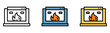 © MOHAMMADSHARIFUL - Laptop screens displaying flame icons in black, blue, and yellow
