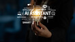© InfiniteFlow - Explore the concept of AI assistant as a bright idea represented by a light bulb, showcasing keywords like innovation, data mining, and robotics against a dark background. Tessel