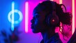 © KALEYA - Young Woman Listening to Music with Headphones.