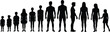 © MSTNASRIN - Silhouette sequence showing stages of human growth and development from childhood to adulthood, educational concept of life progression, age evolution, family and social learning