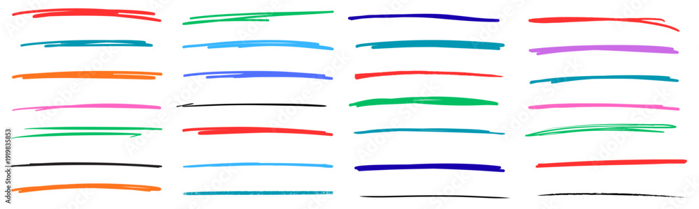 Underline Texture Abstract colorful marker and brush strokes set. hand drawn underline ...