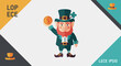 © Abdul - Leprechaun cartoon character holding coin green suit gold buckle festive hat with shamrock smiling st patrick's day concept luck wealth celebration