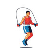 © Agil - Boxer jumping rope, fitness illustration