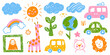 © Kopil - Colorful child s drawing featuring sun clouds animals and vehicles