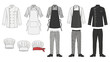 © Vector Graphic - Assorted chef attire and accessories displayed in a clean and minimalist style