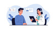 © rifta - Doctor consulting with patient in a medical office setting.