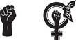 © Graphic Web - Empowered Woman Raising Fist SilhouetteWomen's Rights and Leadership IllustrationStrong Woman Silhouette for Empowerment DesignFemale Activism and Strength Vector Art