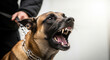 © Ajronujen - Aggressive dog barking while on leash held by handler indoors
