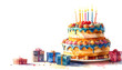 © Asif - Happy Birthday concept with birthday cake, candles and gift, isolated on transparent background.