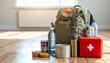 © Atelier hidamari - Emergency survival kit with backpack and food