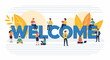 © pradewa - Colorful Welcome Sign with People Gathering.