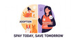 © Aboo - Woman promoting pet adoption and responsible sterilization with cute dogs and cats