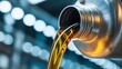 © Bhavesh - Motor Oil Pouring from Container, Automotive Lubrication and Engine Maintenance Concept, Industrial Fluid Technology Close Up