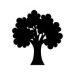 © MdAsifur - A simple black silhouette of a cartoon-like tree with a full round canopy and sturdy trunk Vector, illustration