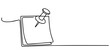 © Gerish - paper note with push pin isolated continuous one line drawing, continuous line drawing vector illustration with FULLY EDITABLE STROKE of paper note on push pin, Drawing pin. Continuous Line Drawing.