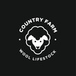 © Alpha Factory Std - Minimalist White Sheep Head Logo for Country Farm and Wool Livestock Branding
