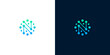 © anello - Abstract 'N' logo design with connected dots forming a circular network pattern on white and dark backgrounds