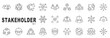 © tutti_frutti - Outline stakeholder icon set for business governance, collaboration, engagement, decision making, partnerships, management systems, editable stroke, minimal modern line style.