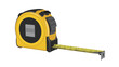 © MOSTMOTAFFIFIN - Bright yellow essential measuring tape with an extended metallic blade for accurate length and distance measurement in construction and DIY projects, isolated on white background