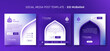 © Labib_Retro - Set of social media post template for eid mubarak in purple background with mosque arch design