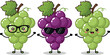 © Danial - Cute cartoon grape characters set with funny faces green and purple fruit mascots isolated on white background