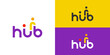 © Hi_std - Creative simple hub logo template. Abstract wordmark hub with people connection logo design vector illustration.