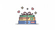 © Ho - Colorful stack of books with gift ribbon and hearts floating above symbolizing love for reading and learning