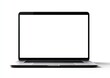© Sapphire - Sleek silver laptop computer, open with a blank white screen, against a white background