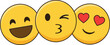 © Dheip - Three emoticon faces smiling winking and in love on white background