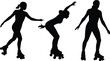 © Morsalin Creatives - Roller skating silhouettes illustration, dynamic women and man skating poses, balance motion sport concept, black and white vector artwork