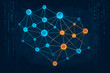 © Halina Berah - Graph network shows connections and data flow across nodes with different tones on a dark background in a digital setting