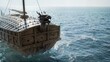 © MEO - Majestic Geobukseon Bow and Foredeck Sailing Through Misty Waters, Symbolizing Historical Naval Power.
