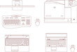 © Riki - Collection of office technology icons featuring laptops, keyboard, mouse, and printer in top view for workspace floor plans.