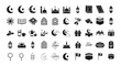© Itz Narayn - Collection of Islamic and Ramadan Icons in Black Silhouette mosque crescent moon