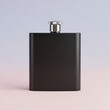 © Burhan - A black flask with a silver cap on a pink and blue background