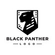 © Ilyas - Powerful black panther logo vector illustration featuring a geometric shield motif with bold typography design ideal for modern sports teams or strong corporate brand identity