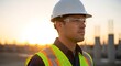 © loxia stock image - Construction Worker with Safety Vest and Hard Hat.