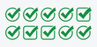 © Moni - Green check mark vector icons set isolated on light background for web and application interface