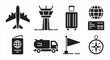 © MD.RAHIM - Aviation set containing aircraft and airport symbols for flight travel planning silhouettes