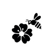 © Diki - Bee and flower black silhouette illustration.