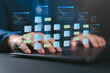 © Nirusmee - Data infrastructure and data pipeline development with integration system. Engineer using laptop to design data processing architecture, analytics workflow, and data warehouse management.