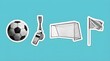 © PNG Stock - Soccer or football game elements in a creative halftone collage style, whistle, net, ball, and flag