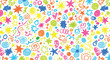 © Rana - A vibrant and colorful array of stars, swirls, and geometric shapes in a playful pattern. Vector