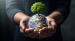 © Kaito Illustration - Person holding Earth with tree symbolizing environmental care and sustainability