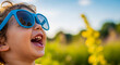 © Alex - Toddler with sunglasses on head outdoors symbolizing summer joy