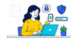 © Graphicnoell - Woman Managing Online Security with Laptop and Smartphone, Illustrating Secure Authentication, Data Protection, and Digital Privacy