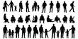 © Tauhidul - Human interaction silhouette illustration, diverse posture artwork, lifestyle communication design tribute, family relationship concept, social connection flat vector illustration