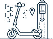 © MSTJAHIRON - Vector illustration of electric scooter charging station with location marker